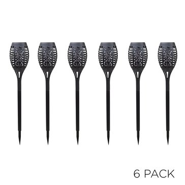 Alpine Solar Black Torch Flame Pathway LED Light, Set of 6